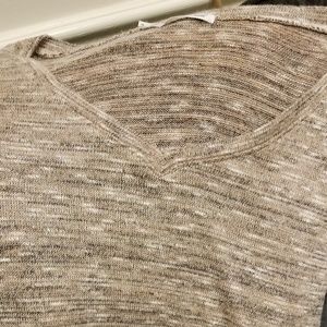Metallic Variegated V Neck Lighhtweight Sweater